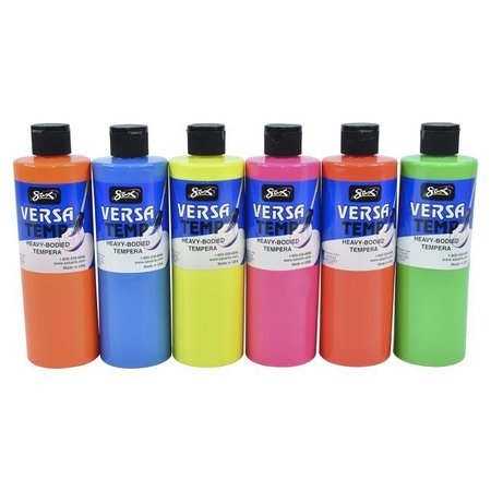 SAX Versatemp Heavy-Body Tempera Paints, Assorted Fluorescent Colors, Pint, 6 PK 2745